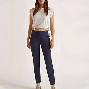 NEW BALDWIN Women Venture Navy Color Block Panel High Waisted Long Ankle Pant